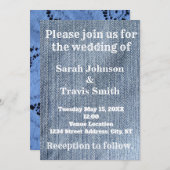 Denim en kant bruiloft uitnodiging (Voorkant / Achterkant)