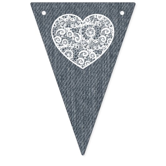 Denim en Kant Hart Bunting Banner Vlaggen (Derde vlag)
