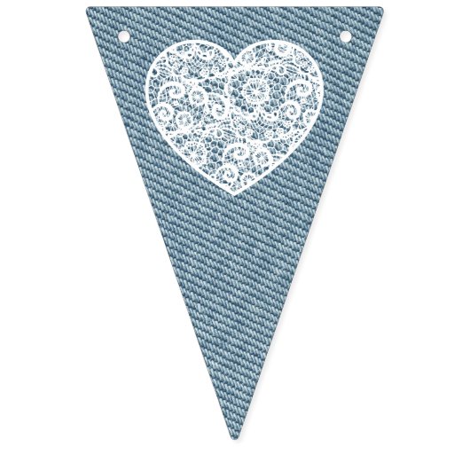 Denim en Kant Hart Bunting Banner Vlaggen (Tweede vlag)