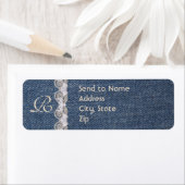 Denim en Kant Monogram Adreslabel Etiket (Insitu)