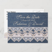  Denim en Kant Save the Date Briefkaart (Voorkant / Achterkant)