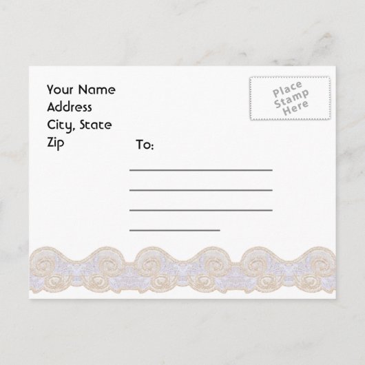 Denim en Kant Save the Date Briefkaart (Achterkant)