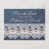 Denim en Kant Save the Date Briefkaart (Voorkant)