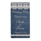  Denim en Kant Wedding Wine Label (Voorkant)