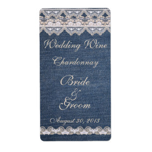 Denim en Kant Wedding Wine Label