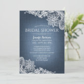 Denim en Lace Bridal Shower Invitation Kaart (Staand voorkant)
