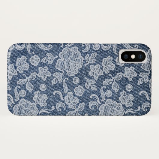 Denim en Lace Chic Glam Phone Case (Achterkant (horizontaal))
