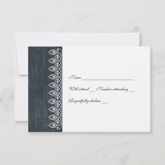 Denim en Lace Rsvp met envelop (Voorkant)