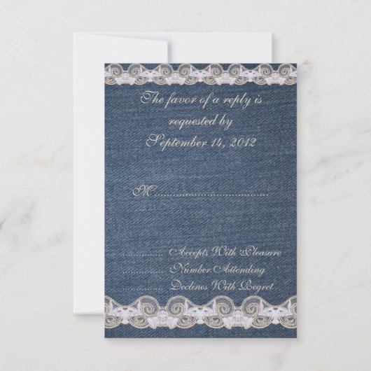  Denim en Lace RSVP Wedding Invitation (Achterkant)