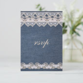 Denim en Lace RSVP Wedding Invitation Kaartje (Staand voorkant)