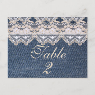 Denim- en Lace-tabelkaart Briefkaart