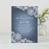 Denim en Lace Wedding Shower-uitnodiging Kaart (Staand voorkant)