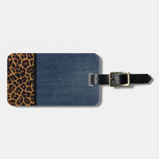 Denim en Leopard Bagagelabel (Voorkant horizontaal)
