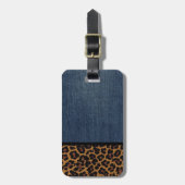 Denim en Leopard Bagagelabel (Voorkant verticaal)