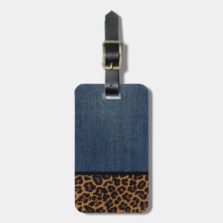 Denim en Leopard Bagagelabel