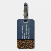 Denim en Leopard Bagagelabel (Achterkant verticaal)