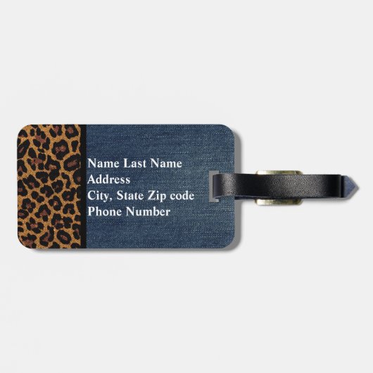 Denim en Leopard Bagagelabel (Achterkant horizontaal)