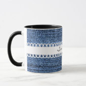Denim- en lint-ontwerpkoffie-Mok Mok (Links)