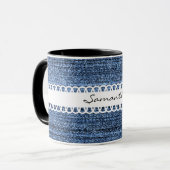 Denim- en lint-ontwerpkoffie-Mok Mok (Voorkant links)