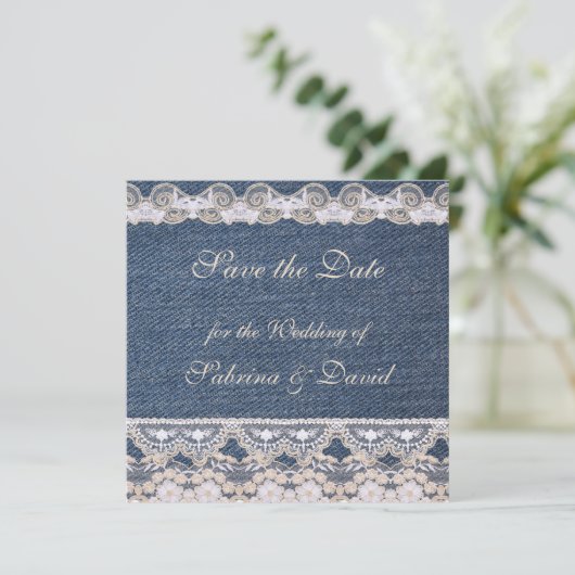 Denim en Losse sparen de Datum Save The Date (Staand voorkant)
