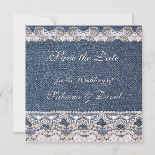 Denim en Losse sparen de Datum Save The Date (Voorkant)