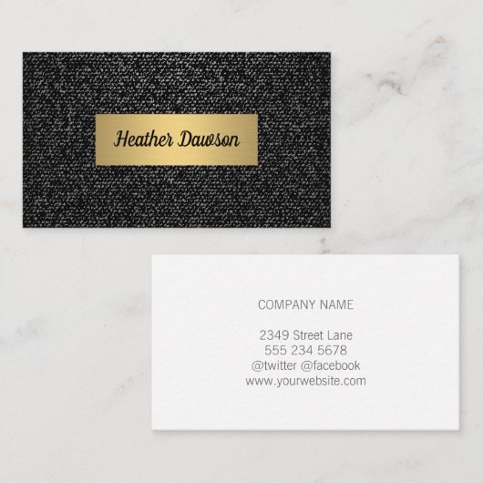 Denim en metaalgoud visitekaartje (Voorkant / Achterkant)
