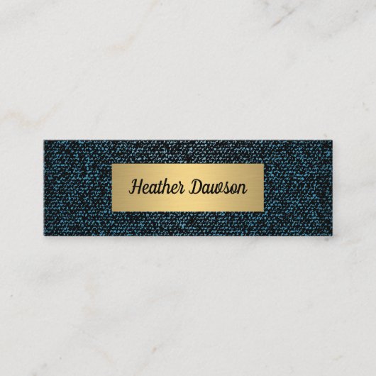 Denim en Metallic Gold Mini Visitekaartje (Voorkant)