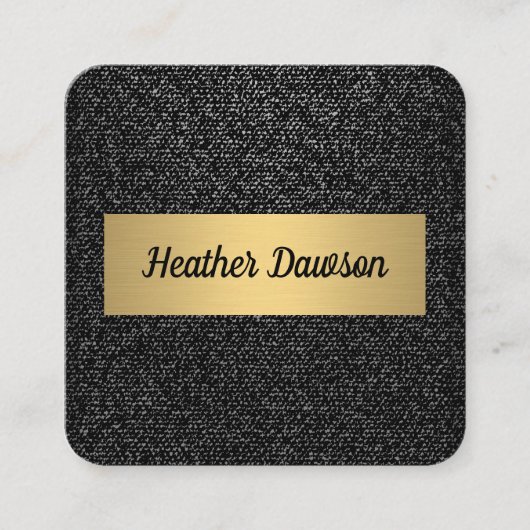 Denim en Metallic Gold Vierkante Visitekaartje (Voorkant)