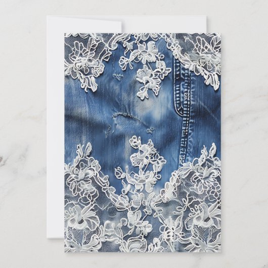 denim en oude kant trouwuitnodiging kaart (Achterkant)