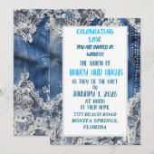 denim en oude kanten trouwuitnodiging kaart (Voorkant / Achterkant)