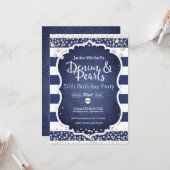 Denim en Parels Verjaardag Uitnodiging (Voorkant / Achterkant in situ)