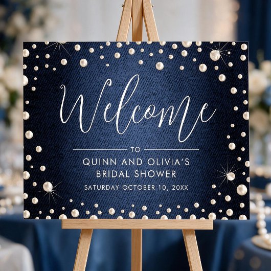 Denim en Parels Welkom Bord Poster