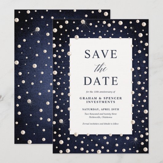 Denim en Pearl slaan de datumkaart op Kaart (Voorkant / Achterkant)