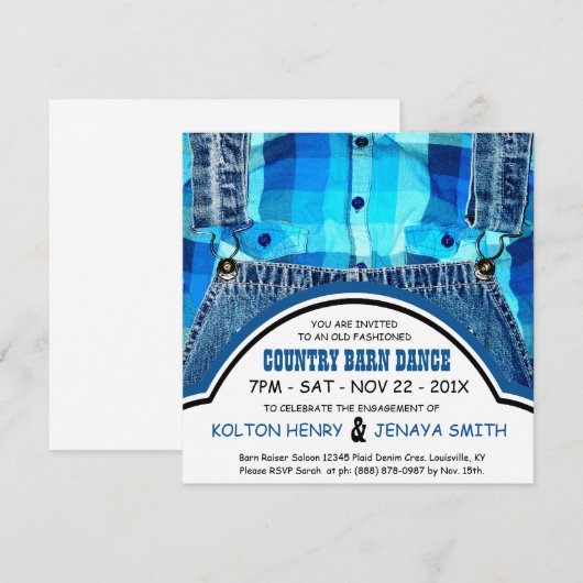 Denim en Play van de partij van de overeenkomst va Kaart (Voorkant / Achterkant)