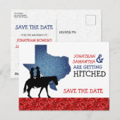 Denim en Red Bandana Texas slaan de datum op Briefkaart (Voorkant / Achterkant)