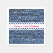 Denim en Ribbon Design Paper Napkins Servetten (Voorkant)