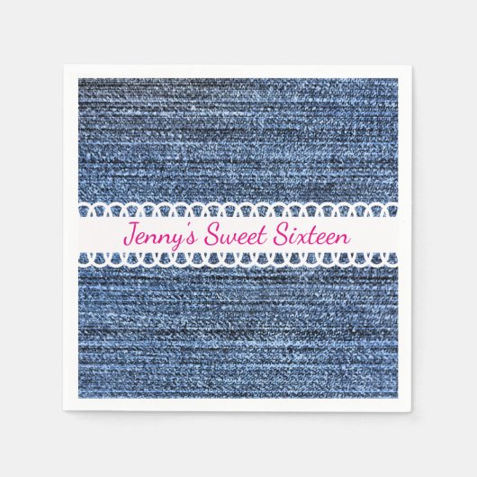 Denim en Ribbon Design Paper Napkins Servetten (Voorkant)