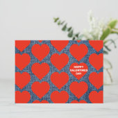 Denim En Rode Hartjes Valentijnskaart Aankondiging (Staand voorkant)