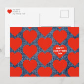 Denim En Rode Hartjes Valentijnskaart Aankondiging (Voorkant / Achterkant)