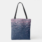 Denim en Roze Glitter Patroon Tote Bag (Achterkant)