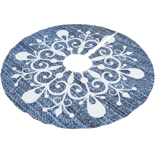 Denim- en Snowflake-ontwerpstructuurrok Kerstboom Rok (Gekanteld)