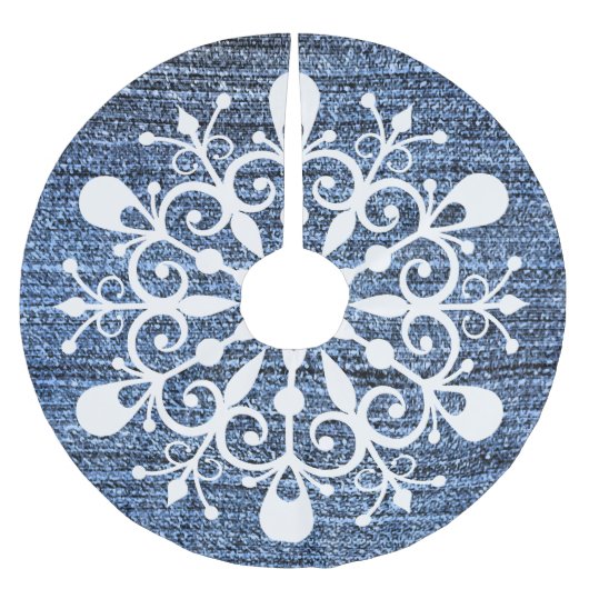 Denim- en Snowflake-ontwerpstructuurrok Kerstboom Rok (Voorkant)
