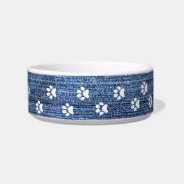 Denim- en White Paw-printers Voerbakje
