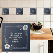 Denim en Wit Minimale Lijst Bijbelverzen Tegeltje