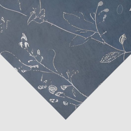 Denim en witte Tiny Flowers Decoupage Tissuepapier (Detail)