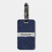 Denim Fabric, Denim Texture, Blue Denim, Jouw naam Bagagelabel (Achterkant verticaal)
