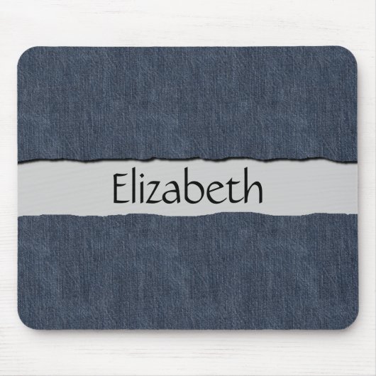 Denim Fabric, Denim Texture, Blue Denim, Jouw naam Muismat (Voorkant)