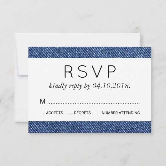 Denim Fabric, Denim Texture, Blue Denim, Wedding RSVP Kaartje (Voorkant)