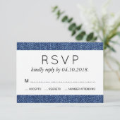 Denim Fabric, Denim Texture, Blue Denim, Wedding RSVP Kaartje (Staand voorkant)