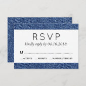 Denim Fabric, Denim Texture, Blue Denim, Wedding RSVP Kaartje (Voorkant / Achterkant)